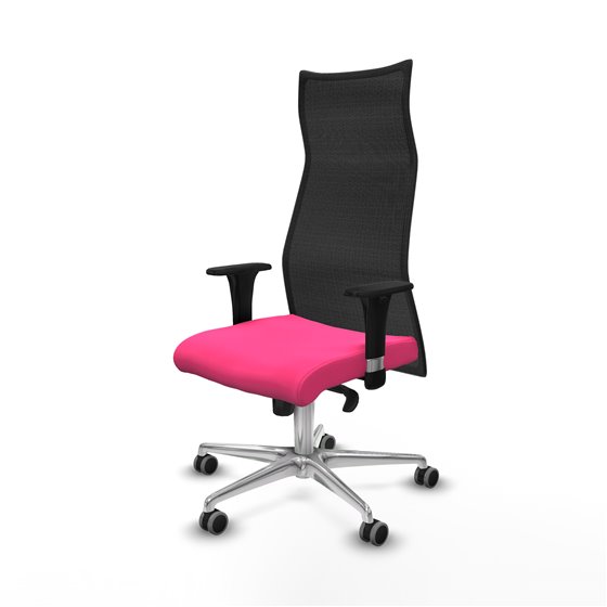 Albacete malla XL sincro malla negra similpiel rosa brazos 1D base aluminio ruedas 65mm engomadas