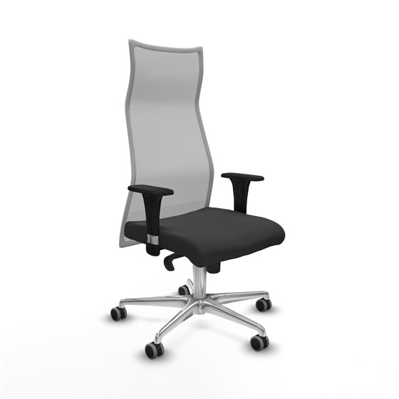Albacete malla XL sincro malla gris similpiel gris oscuro brazos 1D base aluminio ruedas 65mm engomadas