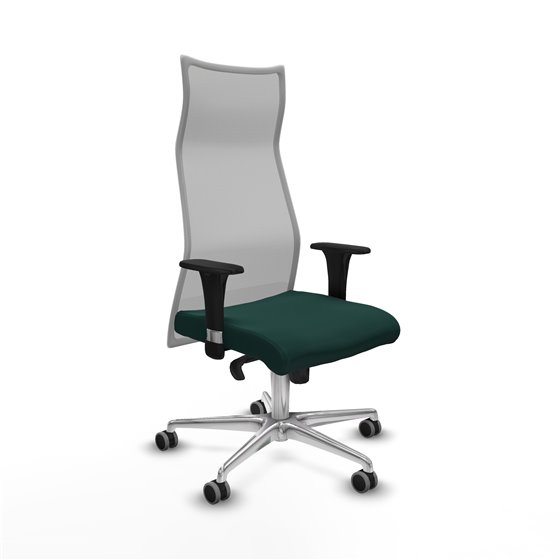 Albacete malla XL sincro malla gris similpiel verde botella brazos 1D base aluminio ruedas 65mm engomadas