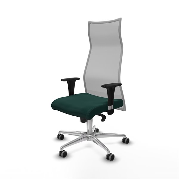 Albacete malla XL sincro malla gris similpiel verde botella brazos 1D base aluminio ruedas 65mm engomadas