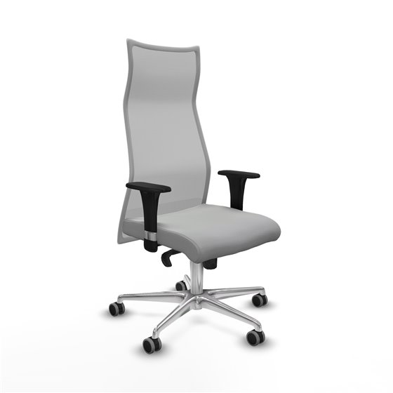 Albacete malla XL sincro malla gris similpiel gris claro brazos 1D base aluminio ruedas 65mm engomadas