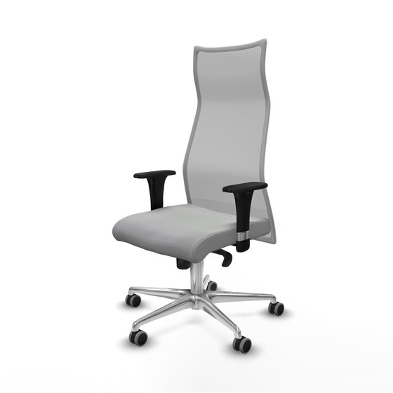Albacete malla XL sincro malla gris similpiel gris claro brazos 1D base aluminio ruedas 65mm engomadas