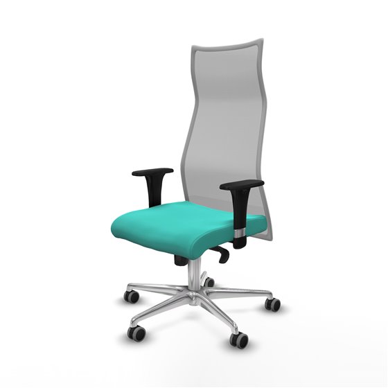 Albacete malla XL sincro malla gris similpiel turquesa brazos 1D base aluminio ruedas 65mm engomadas