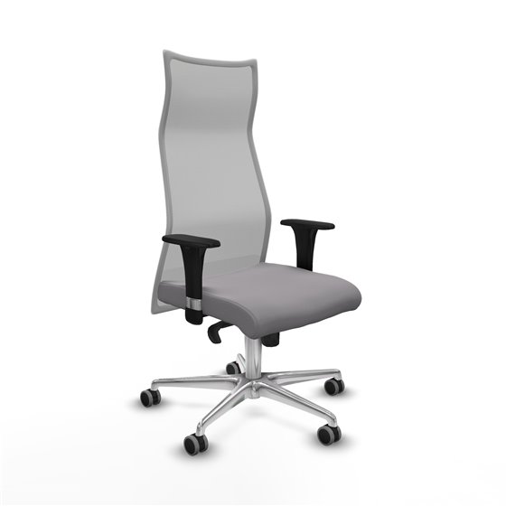 Albacete malla XL sincro malla gris similpiel gris brazos 1D base aluminio ruedas 65mm engomadas