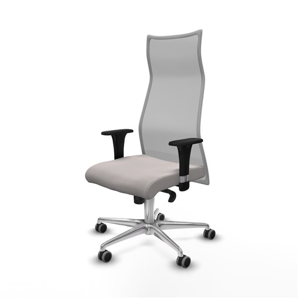 Albacete malla XL sincro malla gris similpiel blanco brazos 1D base aluminio ruedas 65mm engomadas