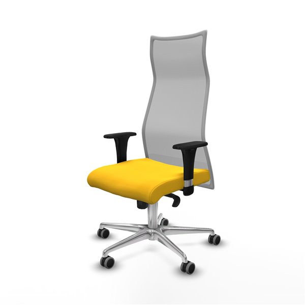 Albacete malla XL sincro malla gris similpiel amarillo brazos 1D base aluminio ruedas 65mm engomadas