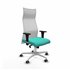 Albacete malla XL sincro malla blanca similpiel turquesa brazos 1D base aluminio ruedas 65mm engomadas