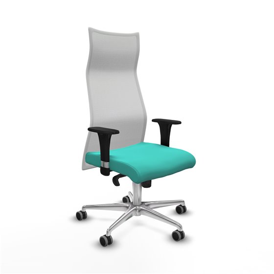 Albacete malla XL sincro malla blanca similpiel turquesa brazos 1D base aluminio ruedas 65mm engomadas