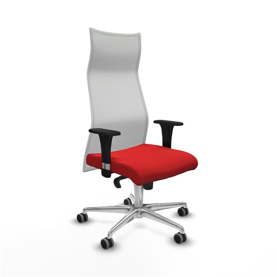 Albacete malla XL sincro malla blanca similpiel rojo brazos 1D base aluminio ruedas 65mm engomadas