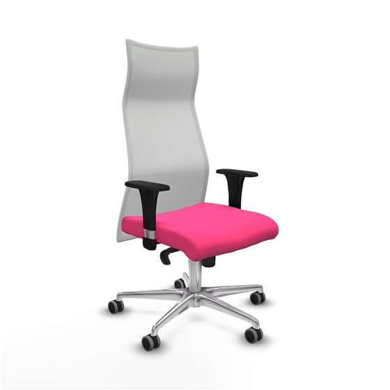 Albacete malla XL sincro malla blanca similpiel rosa brazos 1D base aluminio ruedas 65mm engomadas