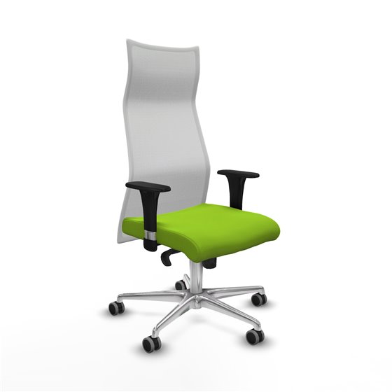 Albacete malla XL sincro malla blanca similpiel pistacho brazos 1D base aluminio ruedas 65mm engomadas