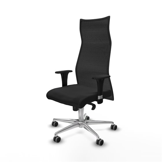 Albacete malla XL sincro malla negra similpiel negro brazos 1D base aluminio ruedas 65mm engomadas