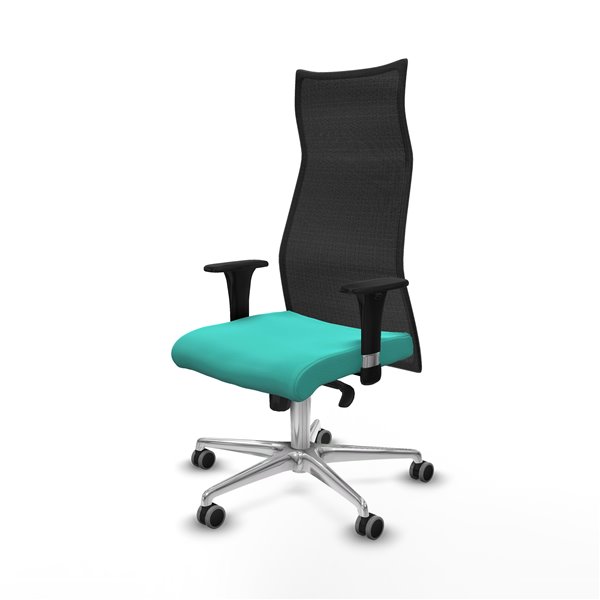 Albacete malla XL sincro malla negra similpiel turquesa brazos 1D base aluminio ruedas 65mm engomadas