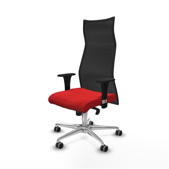 Albacete malla XL sincro malla negra similpiel rojo brazos 1D base aluminio ruedas 65mm engomadas
