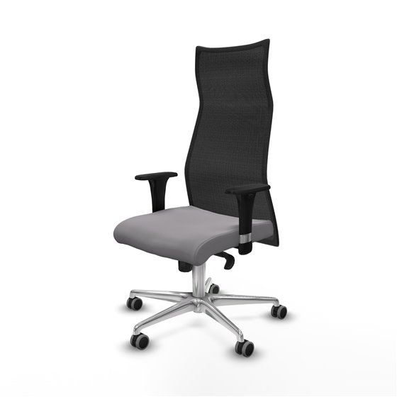 Albacete malla XL sincro malla negra similpiel gris brazos 1D base aluminio ruedas 65mm engomadas
