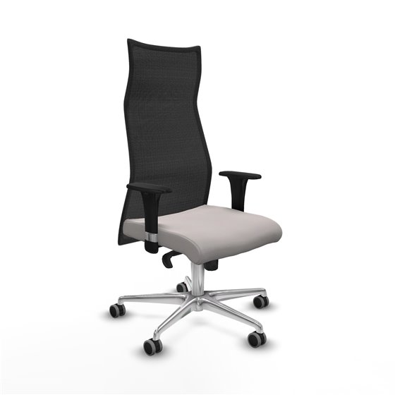 Albacete malla XL sincro malla negra similpiel blanco brazos 1D base aluminio ruedas 65mm engomadas