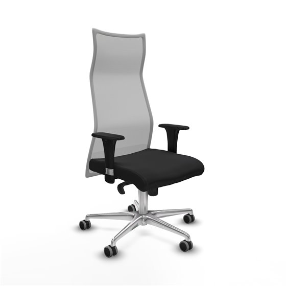 Albacete malla XL sincro malla gris similpiel negro brazos 1D base aluminio ruedas 65mm engomadas