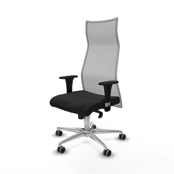 Albacete malla XL sincro malla gris similpiel negro brazos 1D base aluminio ruedas 65mm engomadas