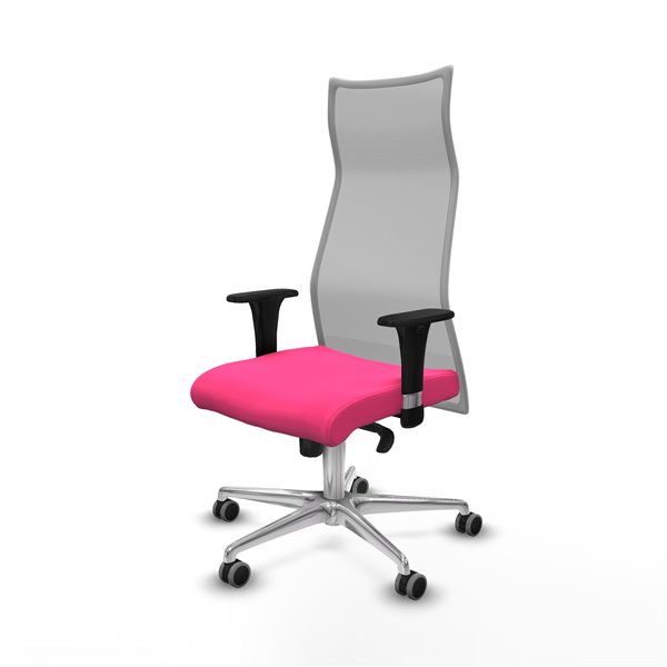 Albacete malla XL sincro malla gris similpiel rosa brazos 1D base aluminio ruedas 65mm engomadas