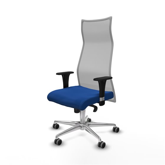 Albacete malla XL sincro malla gris similpiel azul brazos 1D base aluminio ruedas 65mm engomadas