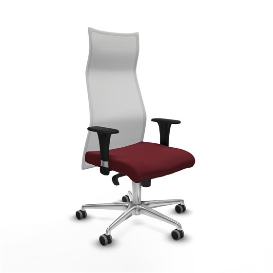 Albacete malla XL sincro malla blanca similpiel granate brazos 1D base aluminio ruedas 65mm engomadas