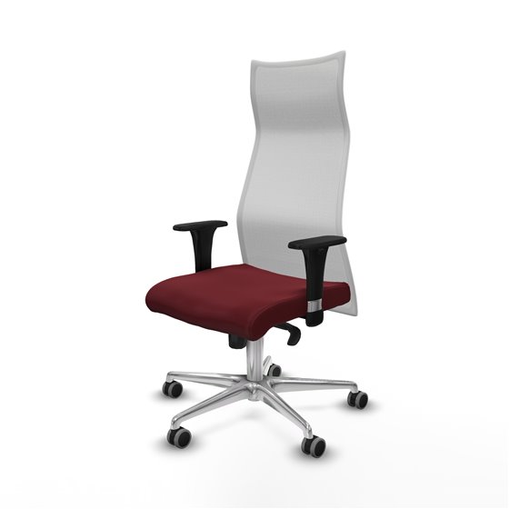 Albacete malla XL sincro malla blanca similpiel granate brazos 1D base aluminio ruedas 65mm engomadas
