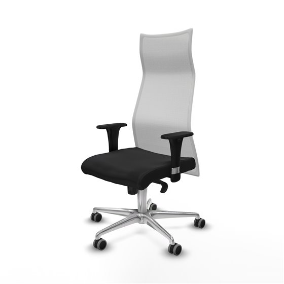 Albacete malla XL sincro malla blanca similpiel negro brazos 1D base aluminio ruedas 65mm engomadas