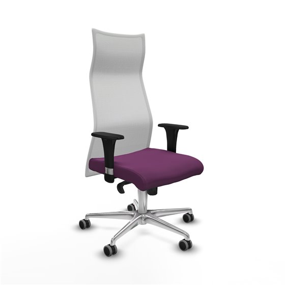 Albacete malla XL sincro malla blanca similpiel morado brazos 1D base aluminio ruedas 65mm engomadas