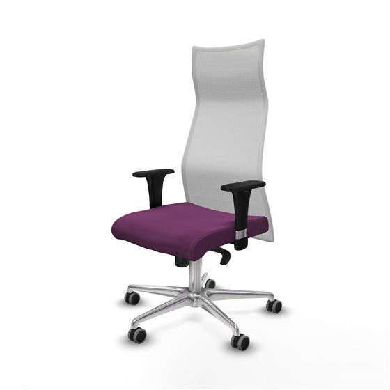 Albacete malla XL sincro malla blanca similpiel morado brazos 1D base aluminio ruedas 65mm engomadas