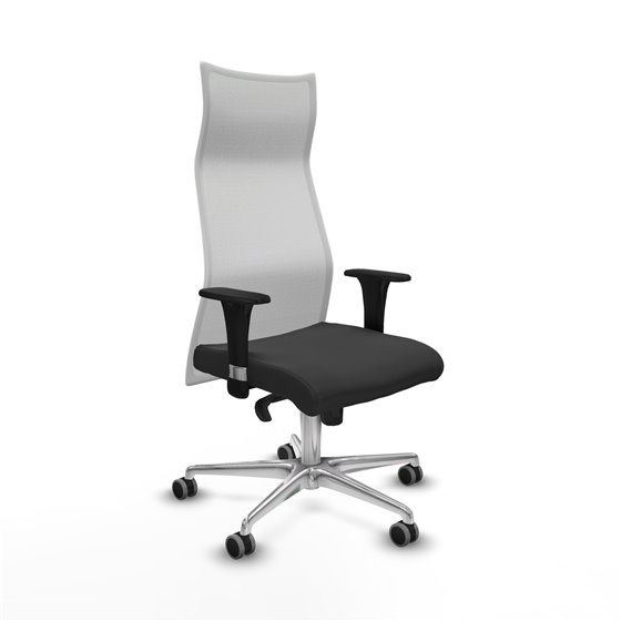 Albacete malla XL sincro malla blanca similpiel gris oscuro brazos 1D base aluminio ruedas 65mm engomadas
