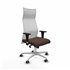 Albacete malla XL sincro malla blanca similpiel marrón oscuro brazos 1D base aluminio ruedas 65mm engomadas