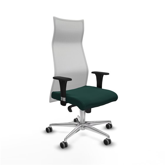 Albacete malla XL sincro malla blanca similpiel verde botella brazos 1D base aluminio ruedas 65mm engomadas