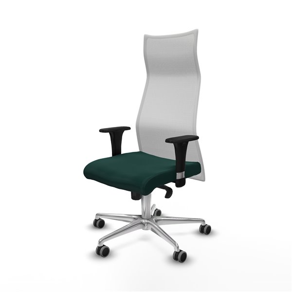 Albacete malla XL sincro malla blanca similpiel verde botella brazos 1D base aluminio ruedas 65mm engomadas
