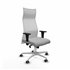Albacete malla XL sincro malla blanca similpiel gris claro brazos 1D base aluminio ruedas 65mm engomadas