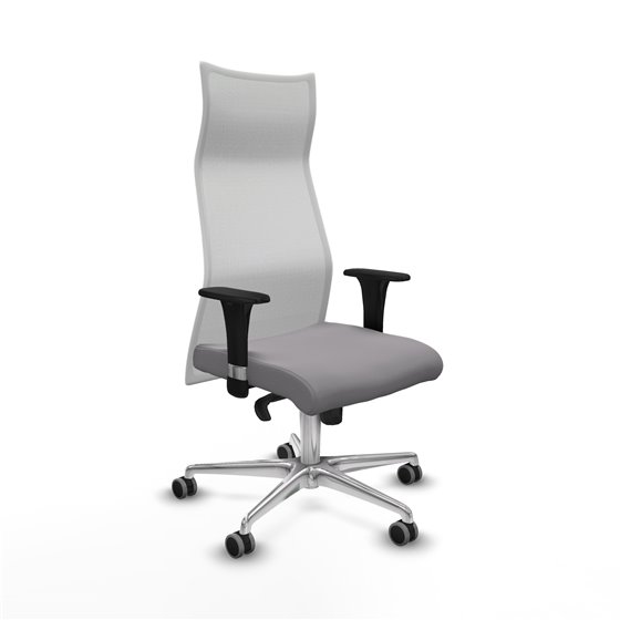 Albacete malla XL sincro malla blanca similpiel gris brazos 1D base aluminio ruedas 65mm engomadas
