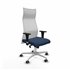 Albacete malla XL sincro malla blanca similpiel azul marino brazos 1D base aluminio ruedas 65mm engomadas