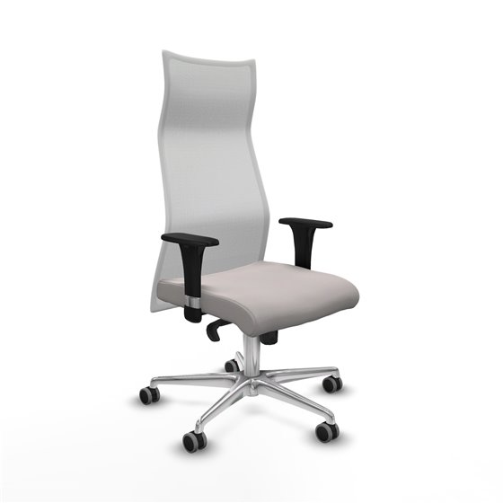 Albacete malla XL sincro malla blanca similpiel blanco brazos 1D base aluminio ruedas 65mm engomadas