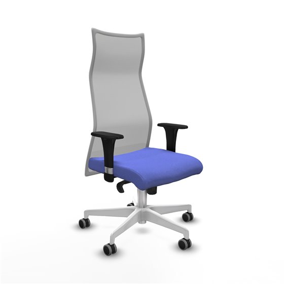 Albacete malla XL sincro malla gris bali azul claro brazos 1D base blanca ruedas 65mm engomadas