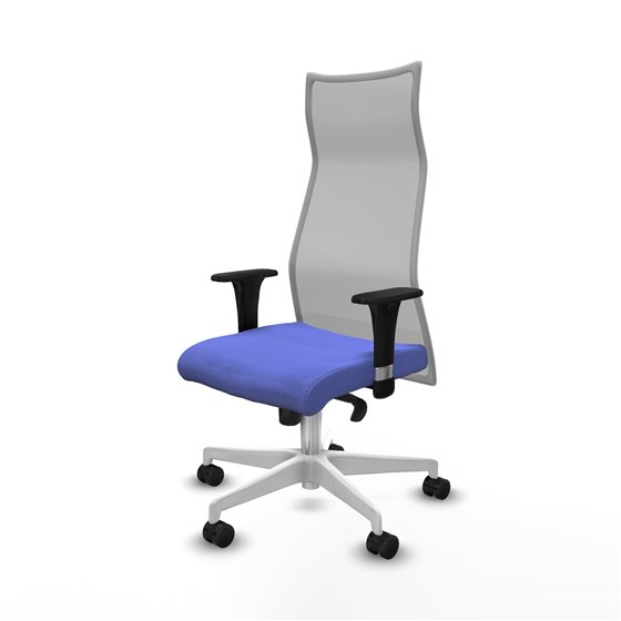Albacete malla XL sincro malla gris bali azul claro brazos 1D base blanca ruedas 65mm nailon