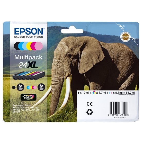 Elephant Multipack 6-colours 24XL Claria Photo HD Ink