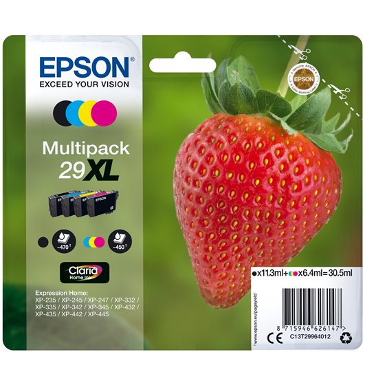 Strawberry Multipack 4-colours 29XL Claria Home Ink