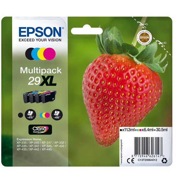 Strawberry Multipack 4-colours 29XL Claria Home Ink