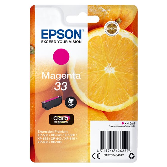 Oranges Singlepack Magenta 33 Claria Premium Ink