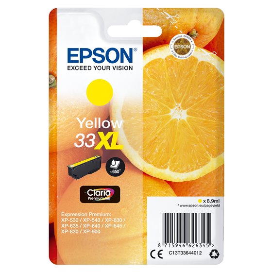 Oranges Singlepack Yellow 33XL Claria Premium Ink