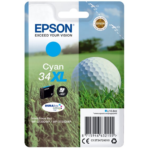 Golf ball Singlepack Cyan 34XL DURABrite Ultra Ink