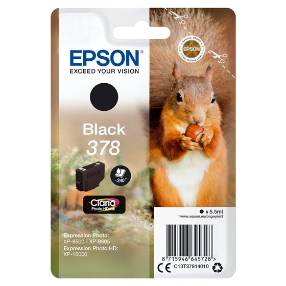Squirrel Singlepack Black 378 Claria Photo HD Ink