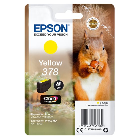 Squirrel Singlepack Yellow 378 Claria Photo HD Ink