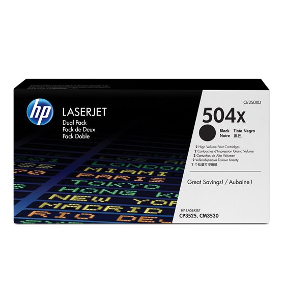 Pack de ahorro de 2 cartuchos de tóner original LaserJet 504X de alta capacidad negro