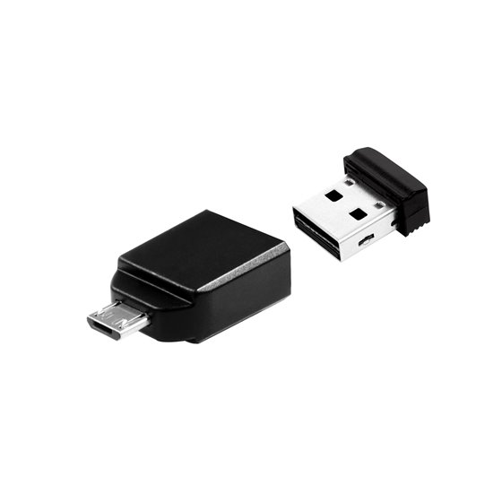 Nano - Unidad USB de 16 GB con adaptador Micro USB - Negro