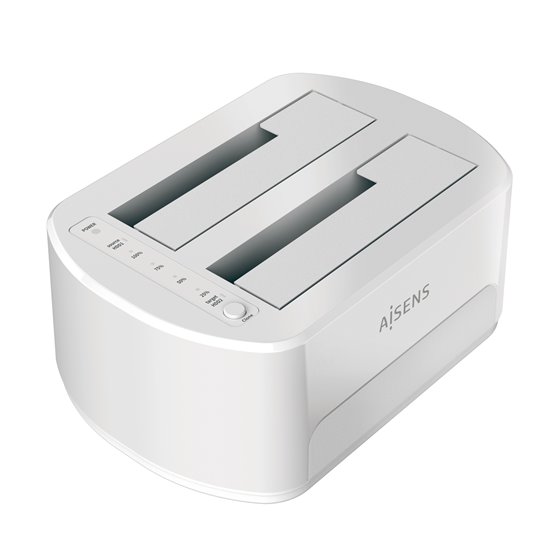 Estacion de Docking de Doble Bahia ASDS-D02W SATA 2.5/3.5 a USB 3.0/3.1 Gen1, Clone, Blanca